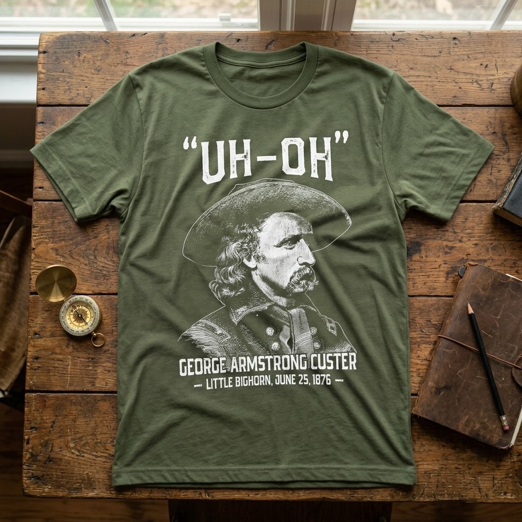 Uh-Oh George Armstrong Custer Little Bighorn Funny History T-Shirt