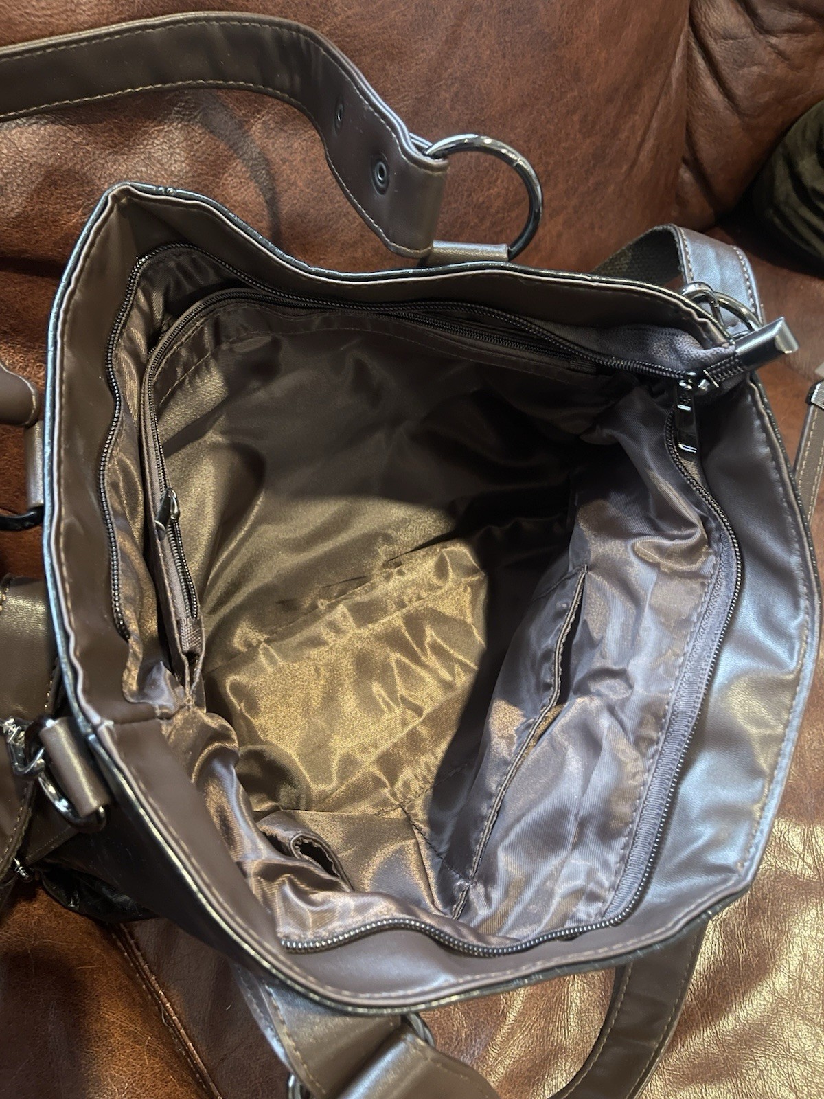 G.B. Black Satchel Top Handle Bag, Detachable Strap, Silver Hardware, Zip