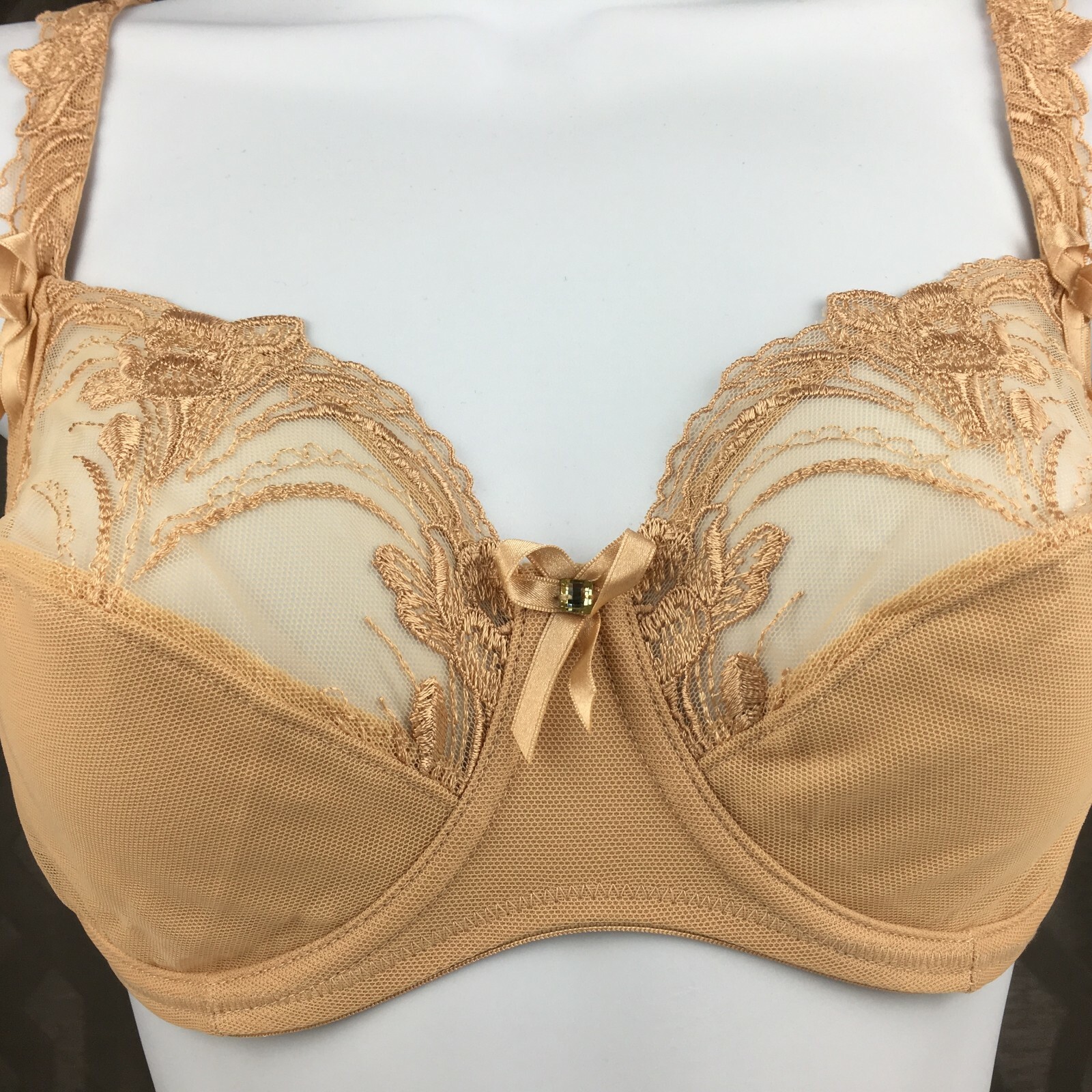 ALEGRO Sheer with Lace Underwire Sexy Lingerie Bra – Light Fawn 9006 – 30-40 NWT