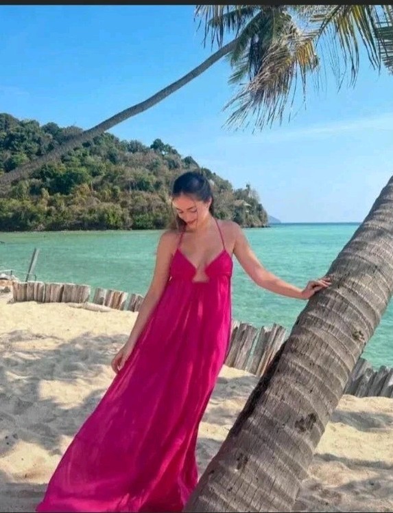 Zara S Hot Pink Fushia Chiffon Flowy Maxi Dress Blogger Open Back NWT $149 Vaca