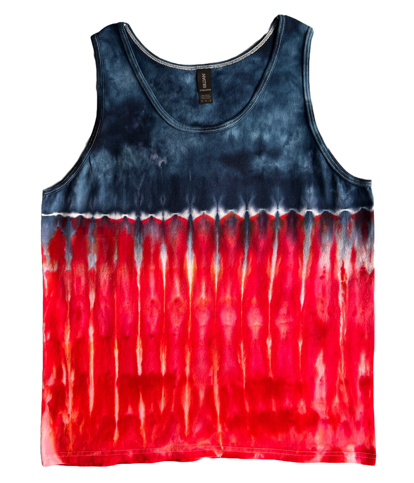 Red, White & Blue Ice Tie Dye T-Shirt, Mens M Tank Top
