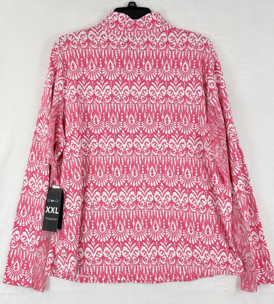 IBKUL Womens Long Sleeve Top XXL 1/4 Zip Mock Neck Pink Barbara 2X Golf