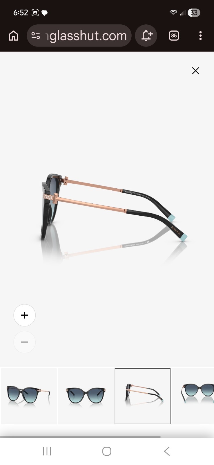 New With Tags Tiffany & Co. Women’s Cat Eye Sunglasses Black Frame Blue Gradient