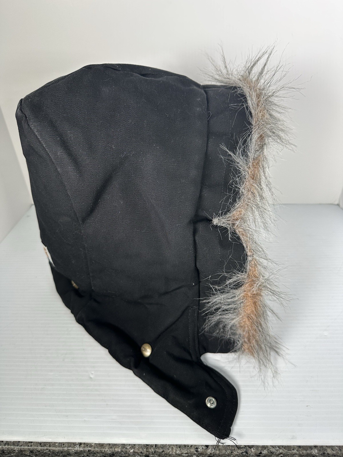 Carhartt Hood Mens A01 BLK Black Arctic Quilt Lined Fur Snap On USA VTG