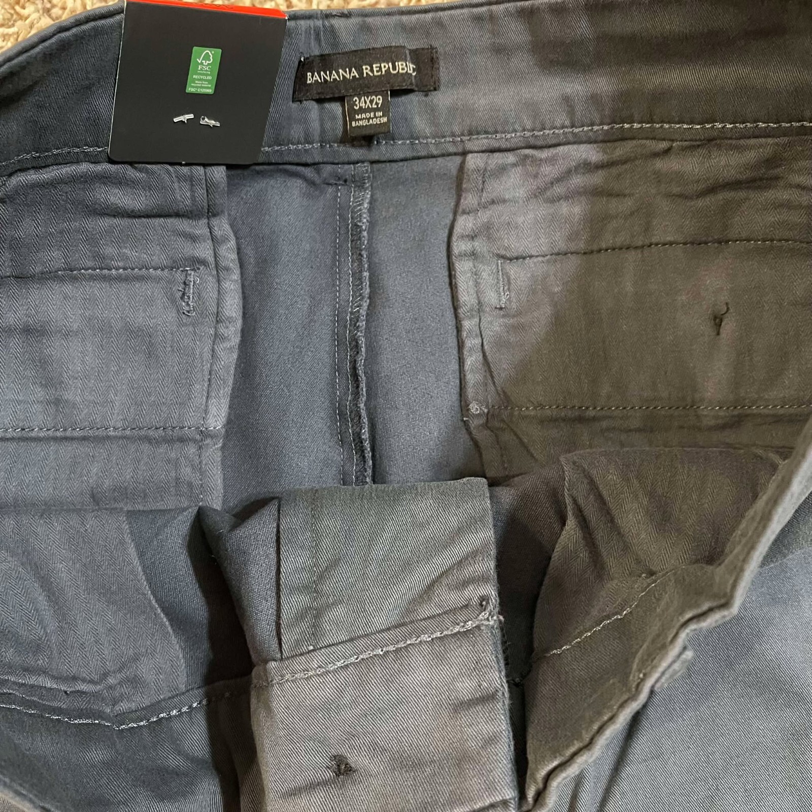Banana Republic Men’s 5-Pocket Chino Pants Grey, Size 34×29 (New)