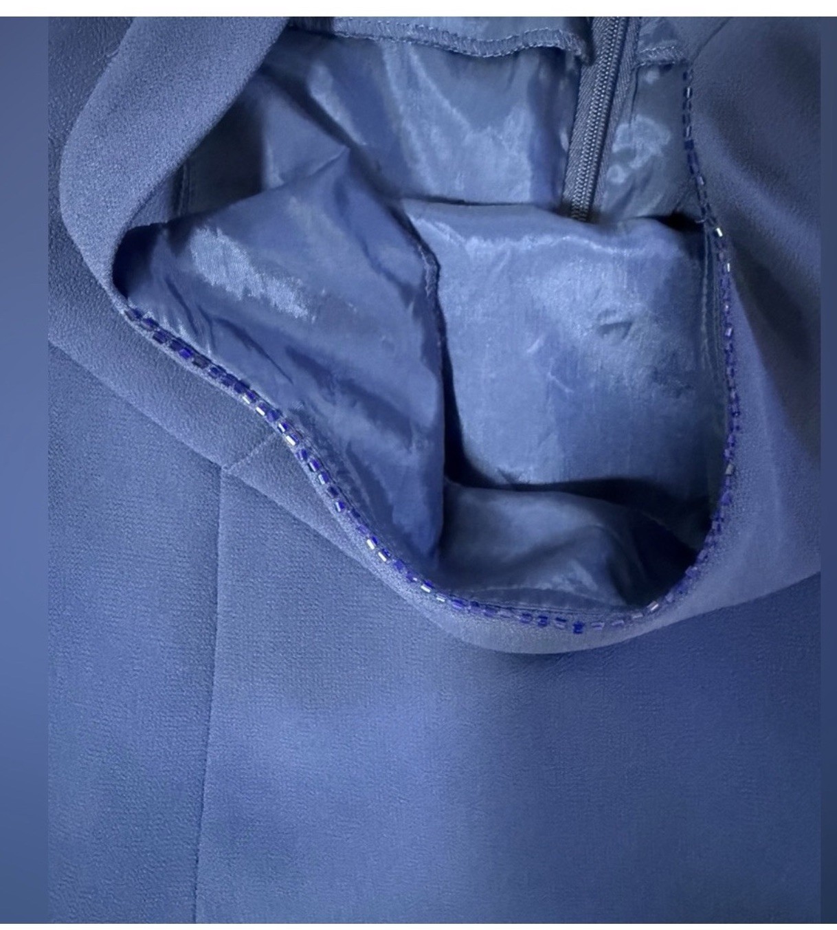 J.R. Nites by Caliendo Blue Maxi Dress Square Neck Lined Side Slit Zip 12