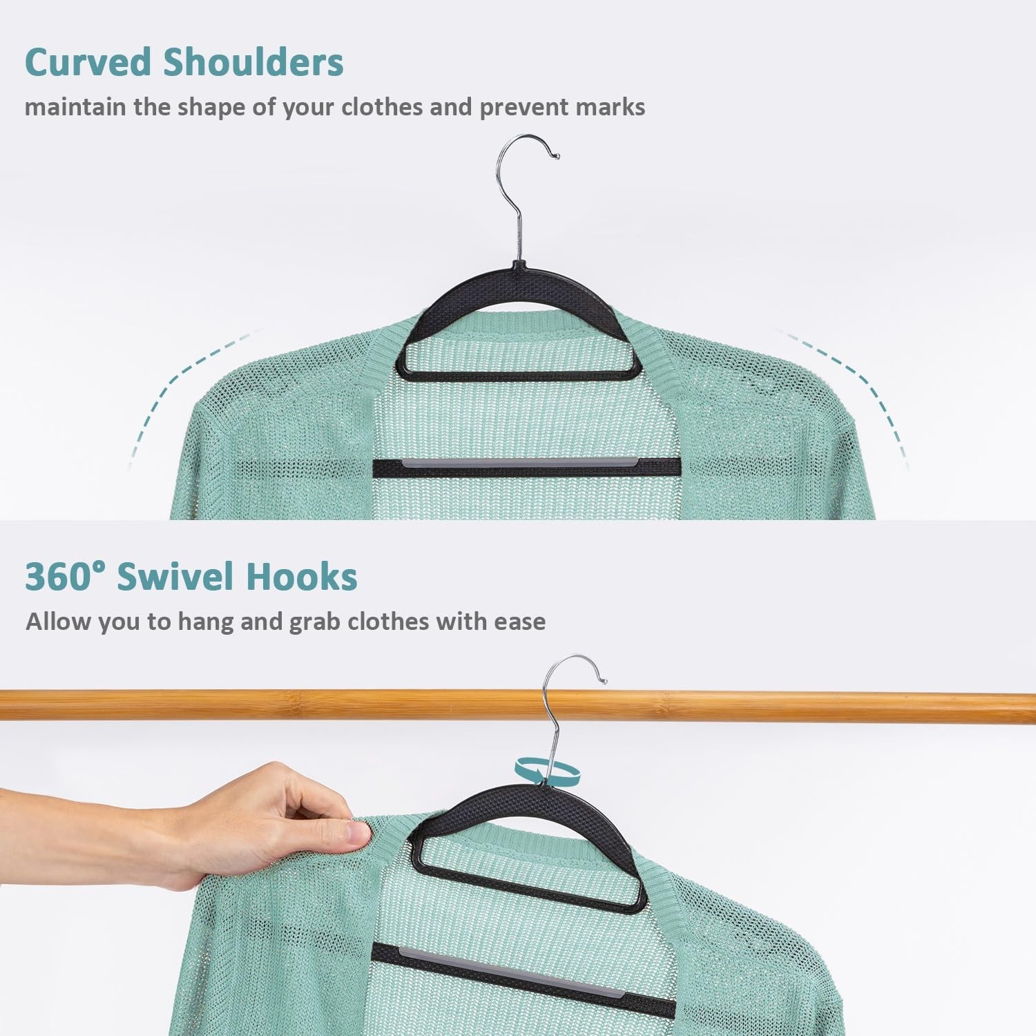 Tonswachic Heavy Duty Plastic Clothes Hangers, Space Saving Hangers 30 Pack, …