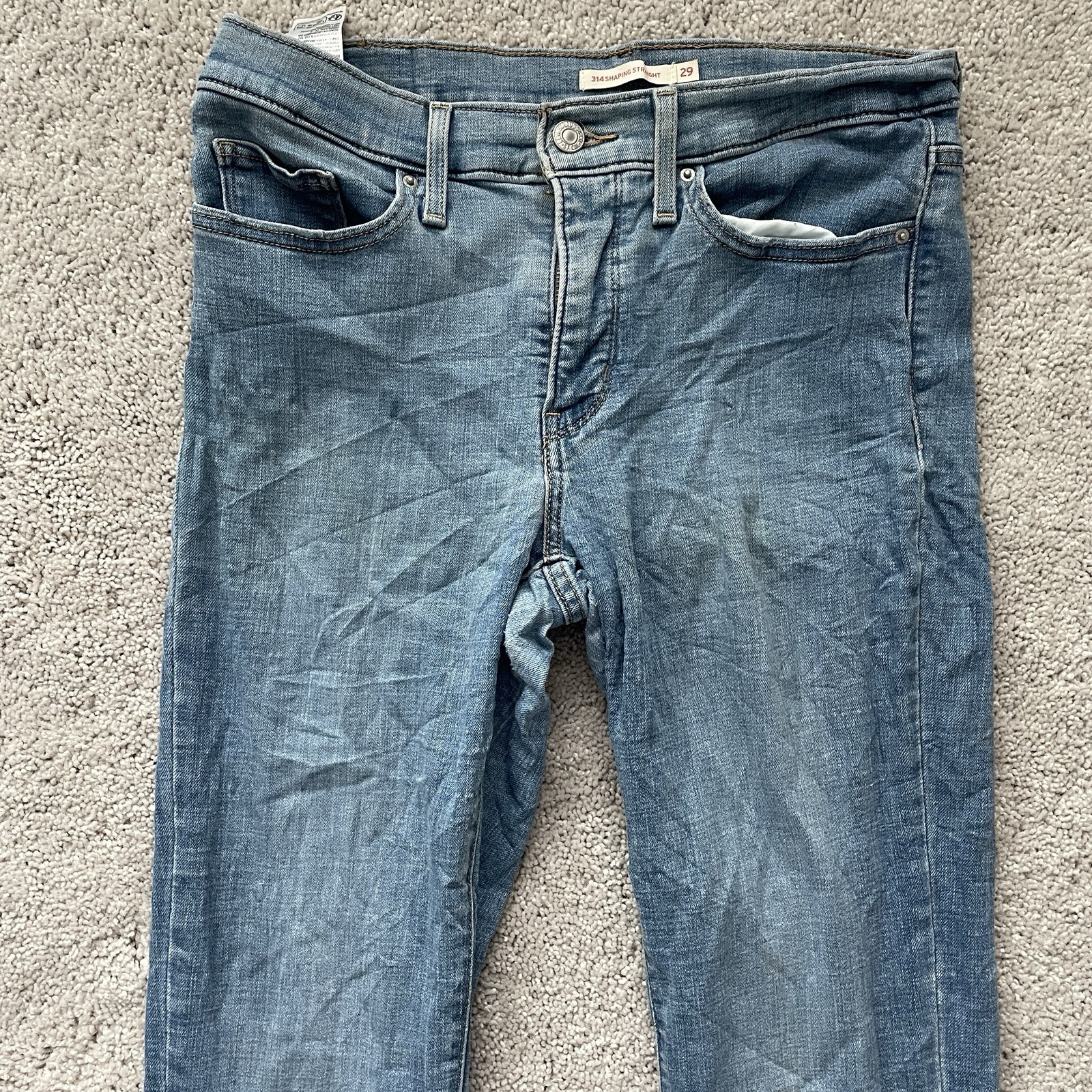 Levis 314 Shaping Straight Jeans Womens 29×30 Medium Wash Blue Denim 19631-0191
