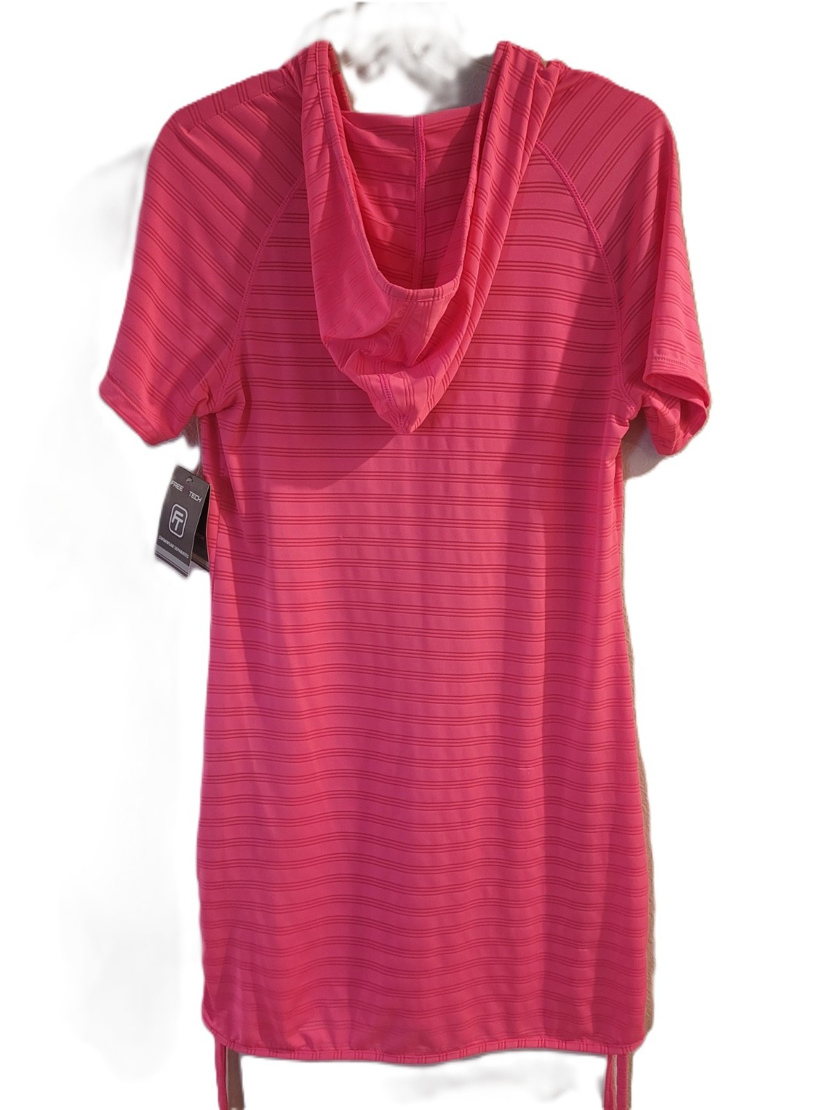 Free Tech Women’s Small S Pink Striped Pullover Hoodie Activewear Long Sleeve