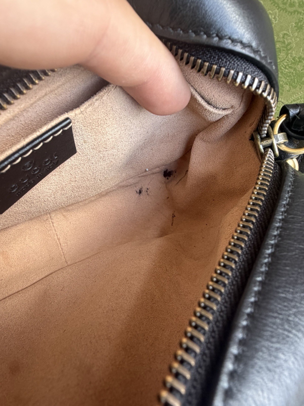 Gucci Calfskin Matelasse Mini GG Marmont Chain Shoulder Bag Black