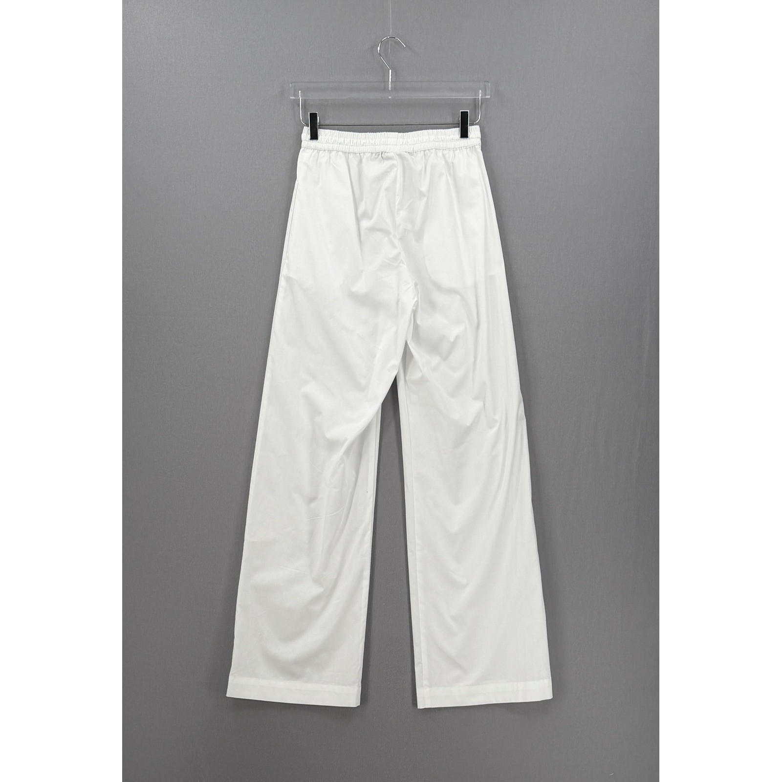 ENZA COSTA Poplin Resort Pant Womens XS White Cotton Wide Leg Drawstring NEW