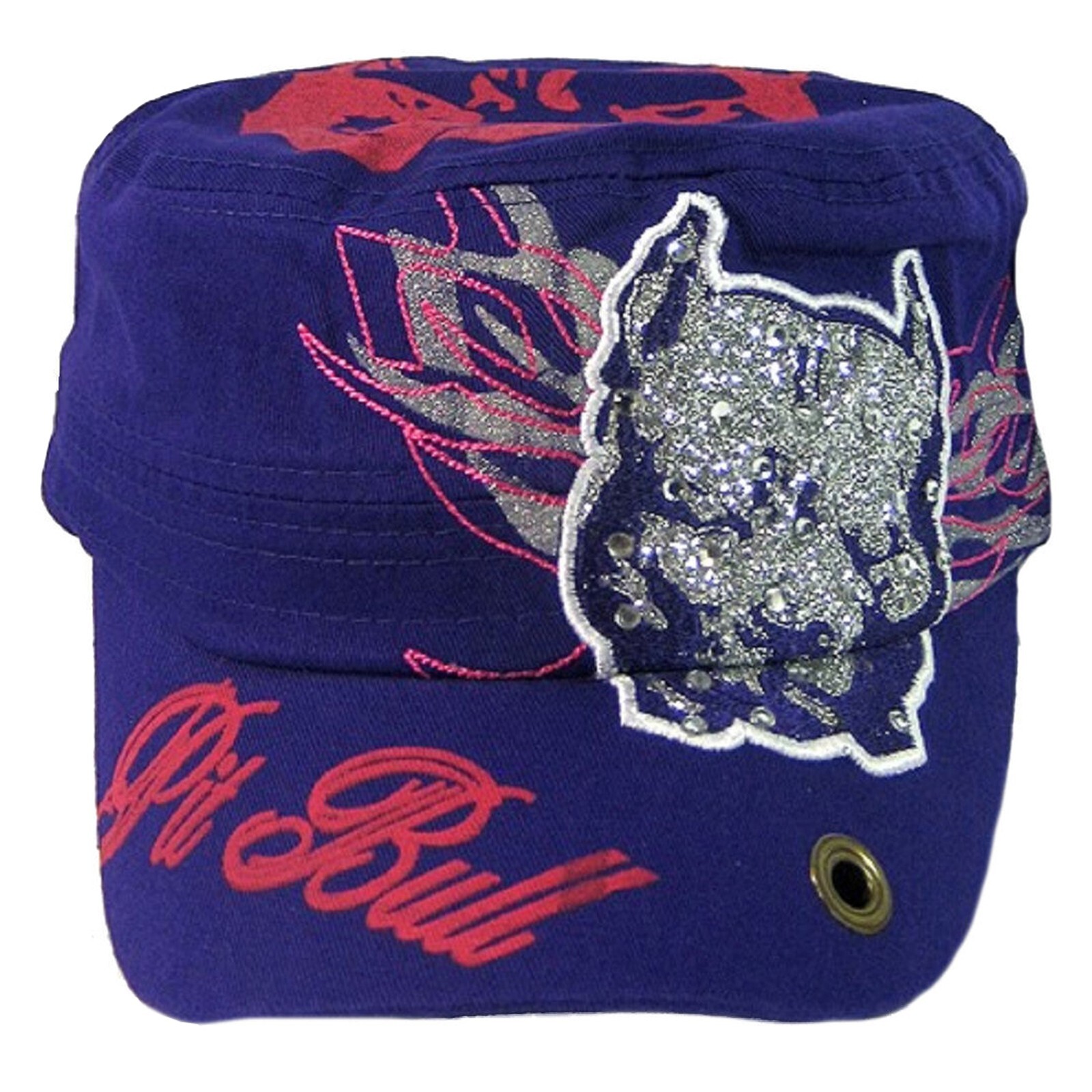 Pit Bull Rhinestone Glitter Adjustable Cadet Hat Adult One Size- NWT