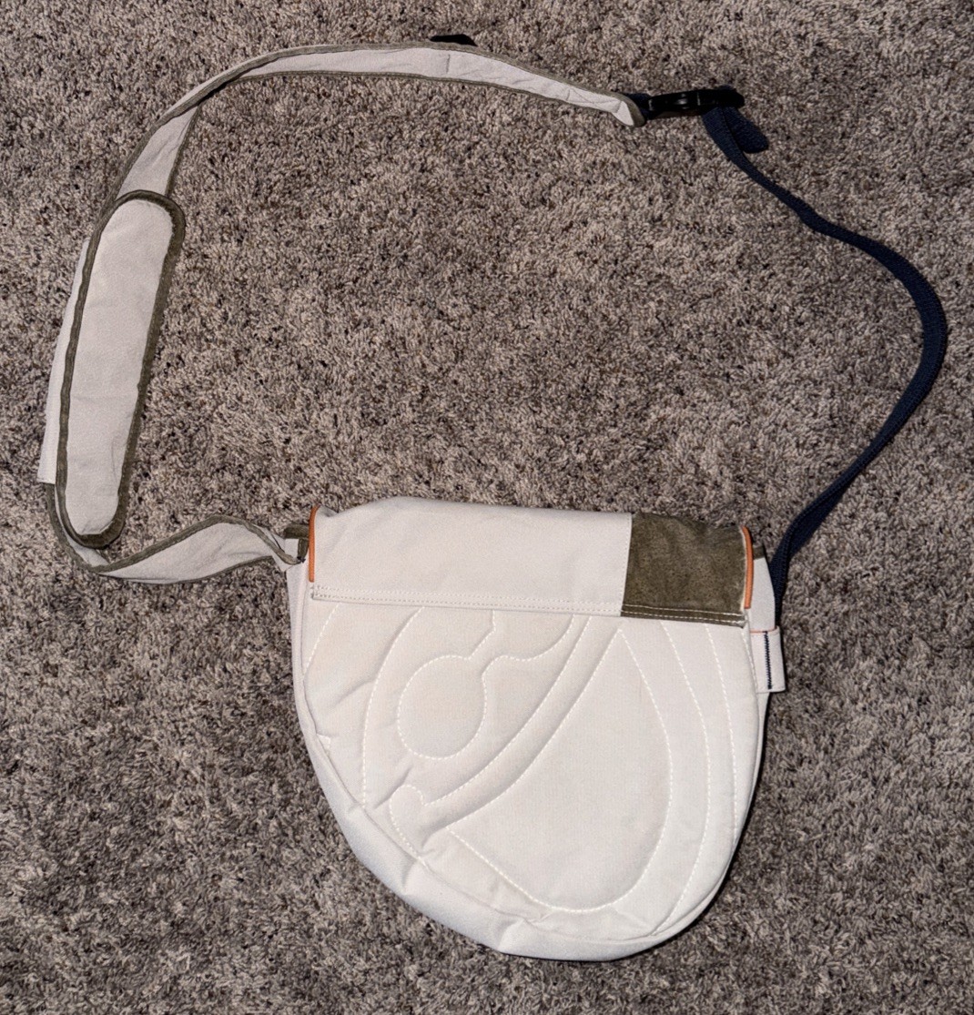 Life Is Good Smile Sling Beige Adjustable Strap Crossbody Messenger Shoulder bag