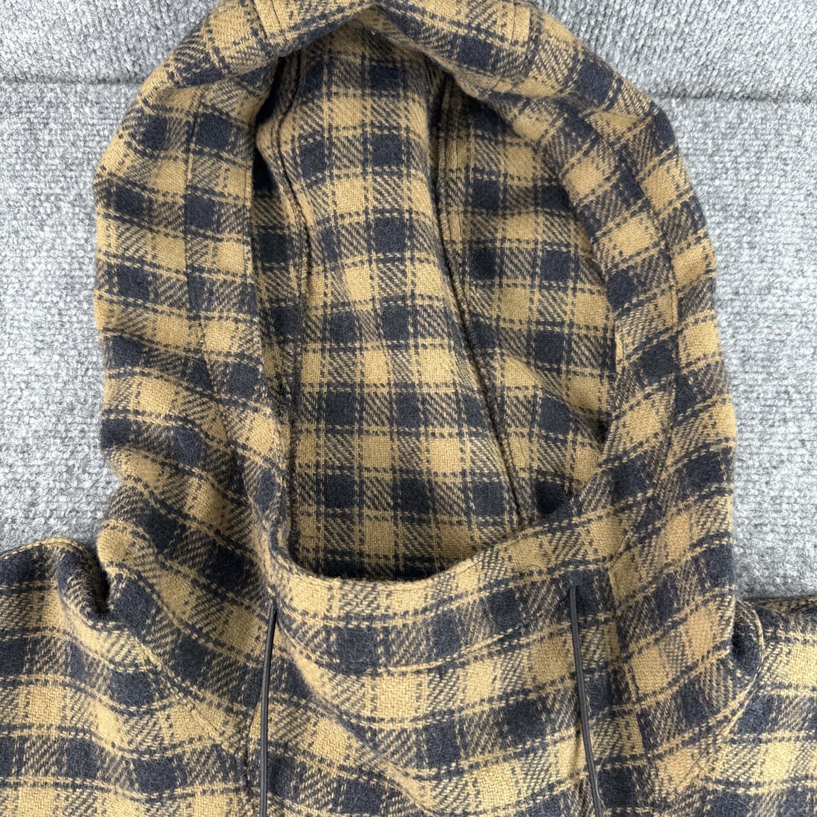 Harvé Benard Wool Cape Coat Womens Small Brown Plaid Hooded Vintage Style Jacket