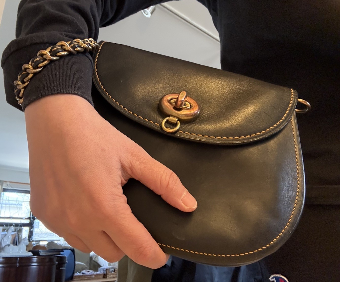 Coach 1941 Iconic Turn Lock Saddle Crossbody Chain & Leather Braided Strap 59241