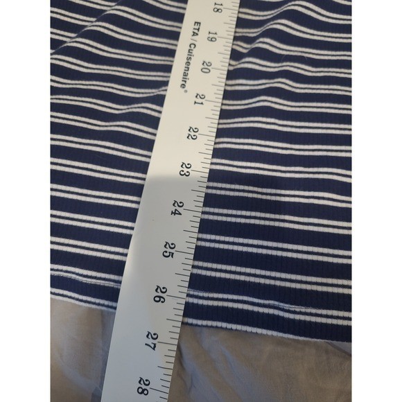 Land’s End Nautical Coastal navy white striped long sleeve pullover Women SZ L