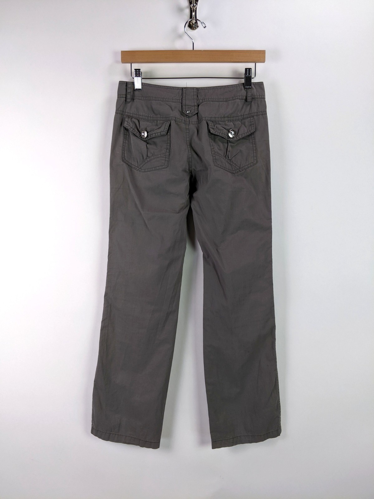G&L Womens Cargo Utility Pants Ruched Zip Pockets Straight Leg Gray Size XS/S