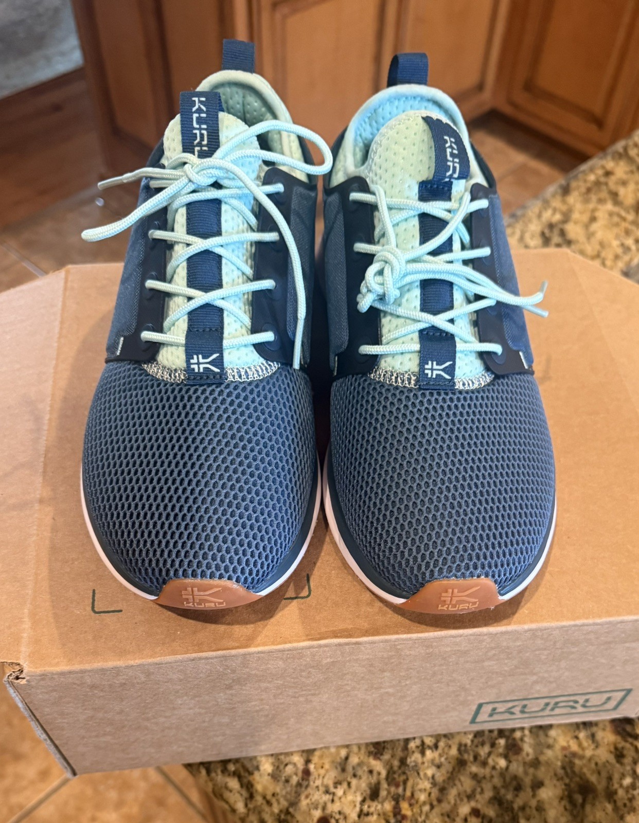 KURU Atom Running Shoes Womens 9 Blue Mint Mesh Orthopedic Arch Support Sneakers