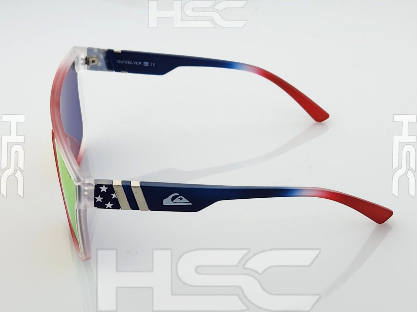 Quiksilver SciFi Shield Sunglasses USA Red White Blue Frame Orange Mirror Lens