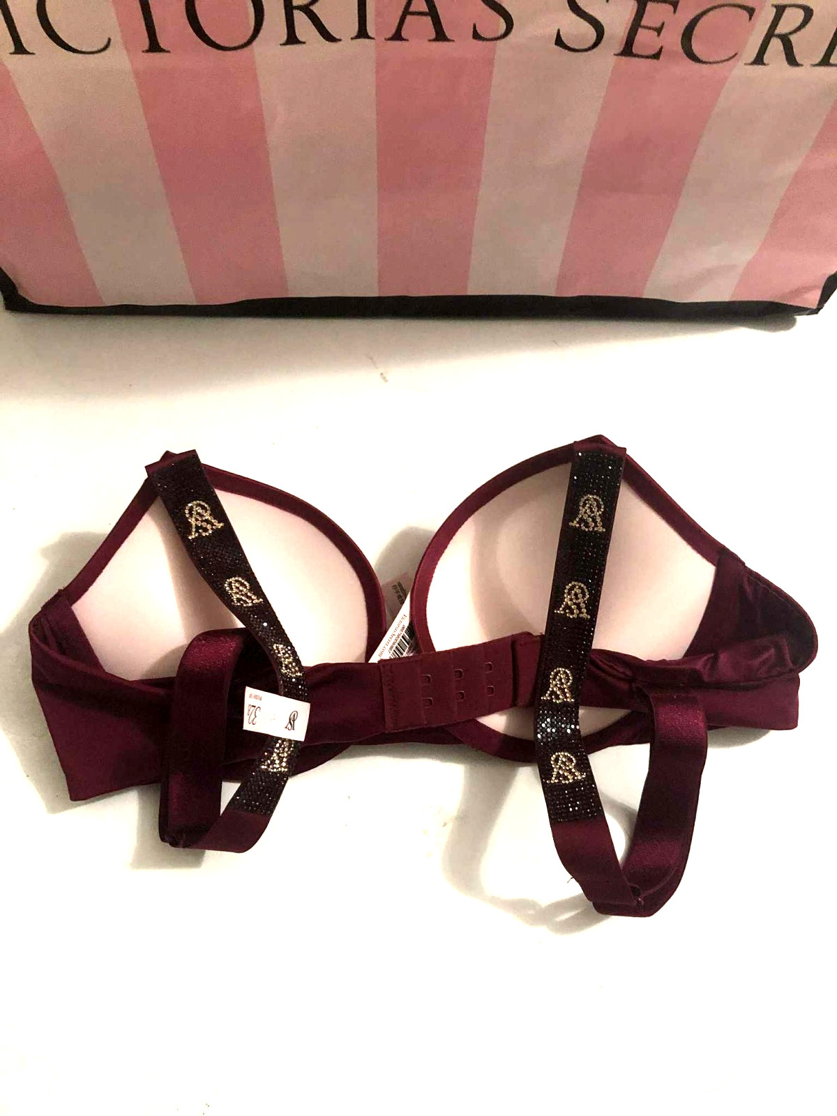 Victoria’s Secret Very Sexy Shine Strap Push Up Bra, Wine Red Monogram VS NWT