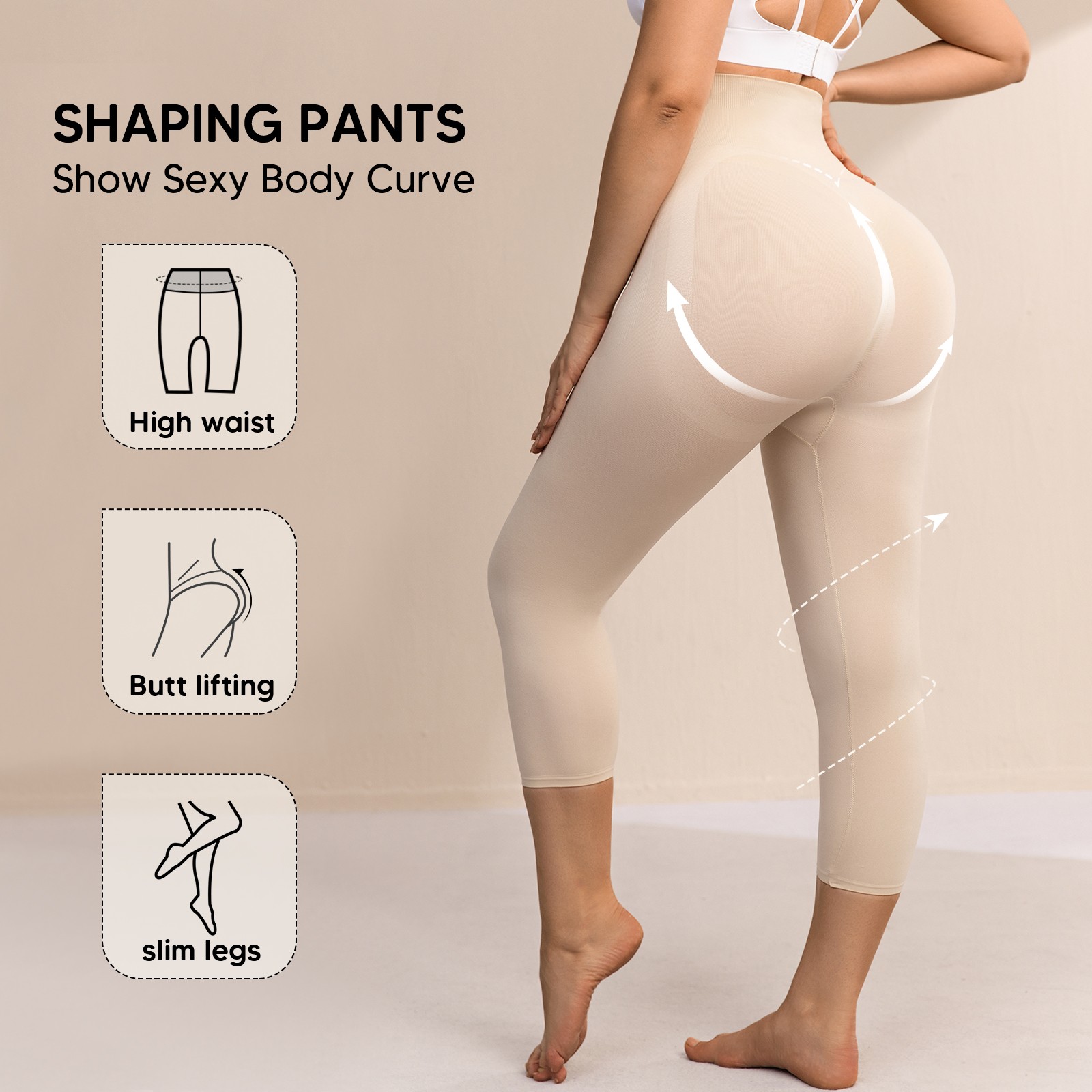 Plus Size Women Anti Cellulite Compression Leggings Leg Shaper High Waist Capris