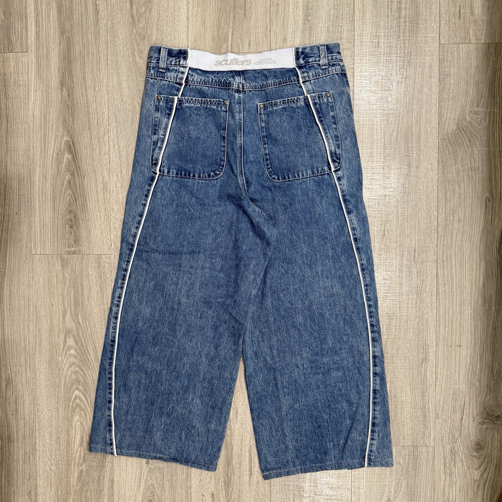 Scuffers Mowa Wide Leg High-Rise Denim Jeans Baggy 12in Openings Size 34