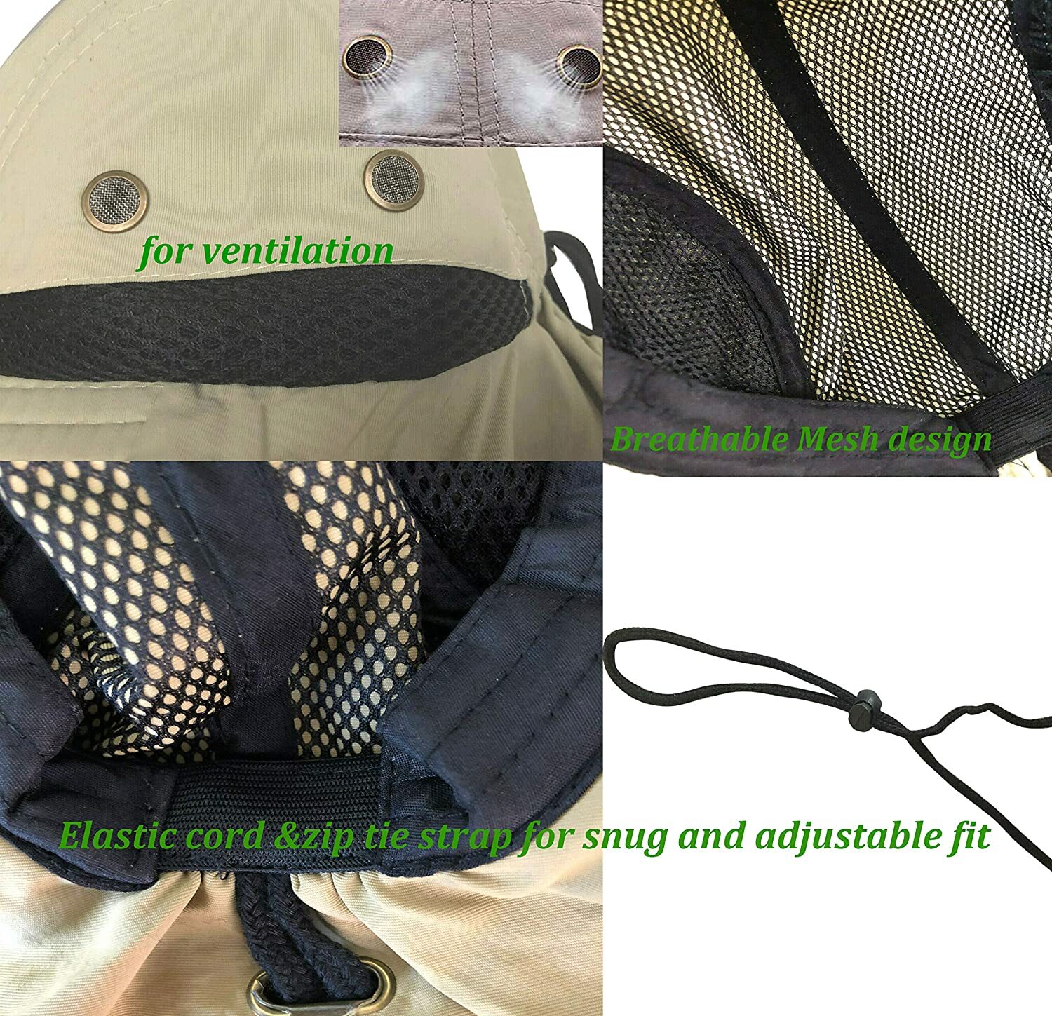 Unisex Boonie Bucket Hat Sun Wide Brim Neck Flap 100% Cotton Cap Outdoor Hats