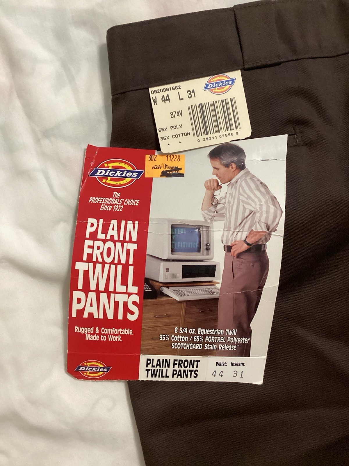 Vintage Dickies Brown – NOS with tags 44×31 YKK Zipper Workwear Made in USA