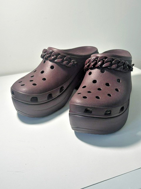 CROCS Siren Dark Cherry Chain Clog Heel W 15 M 13 Comfort Platform Waterproof