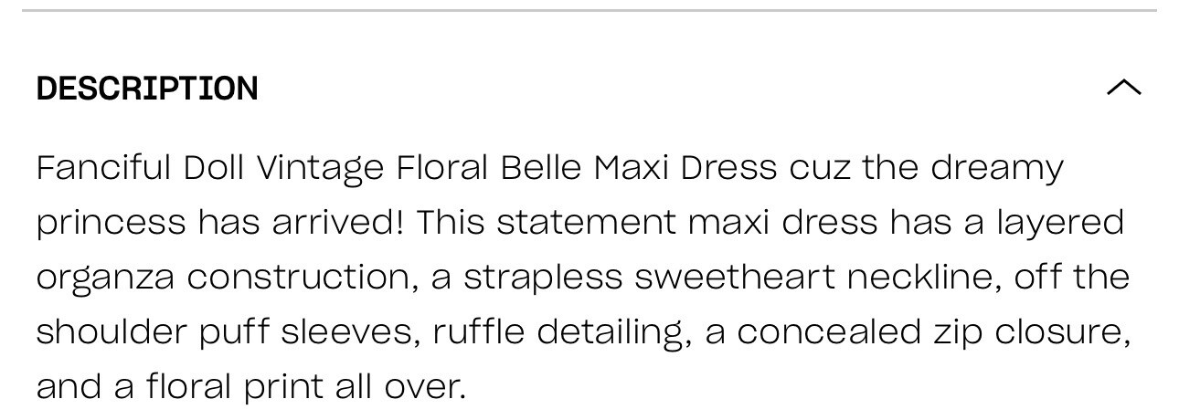 Fanciful Doll Floral Belle Maxi Dress Puff Sleeves Size Large