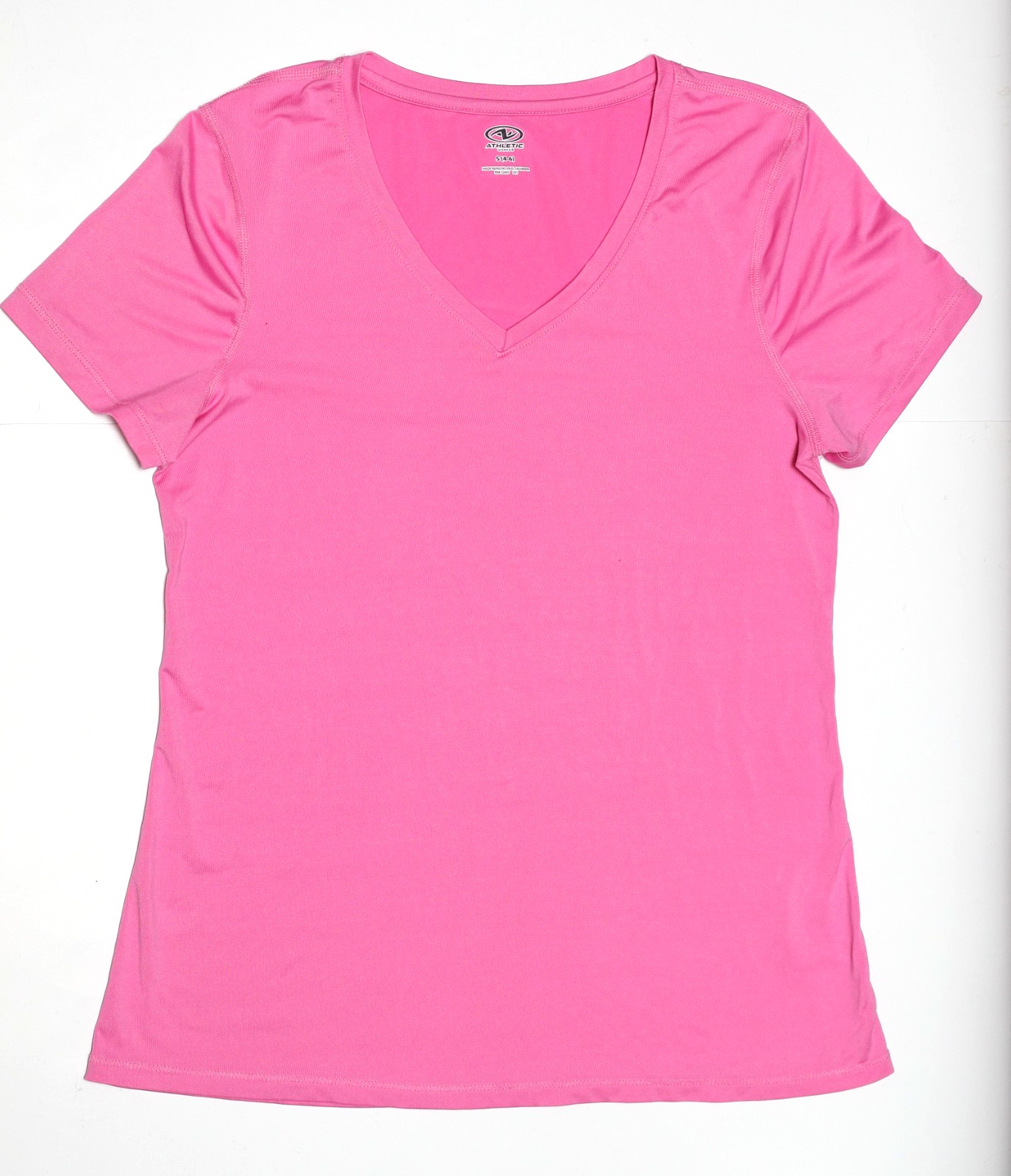 Athletic Works Womens Pink Performance Activewear V-Neck T-Shirt Size S Exercise