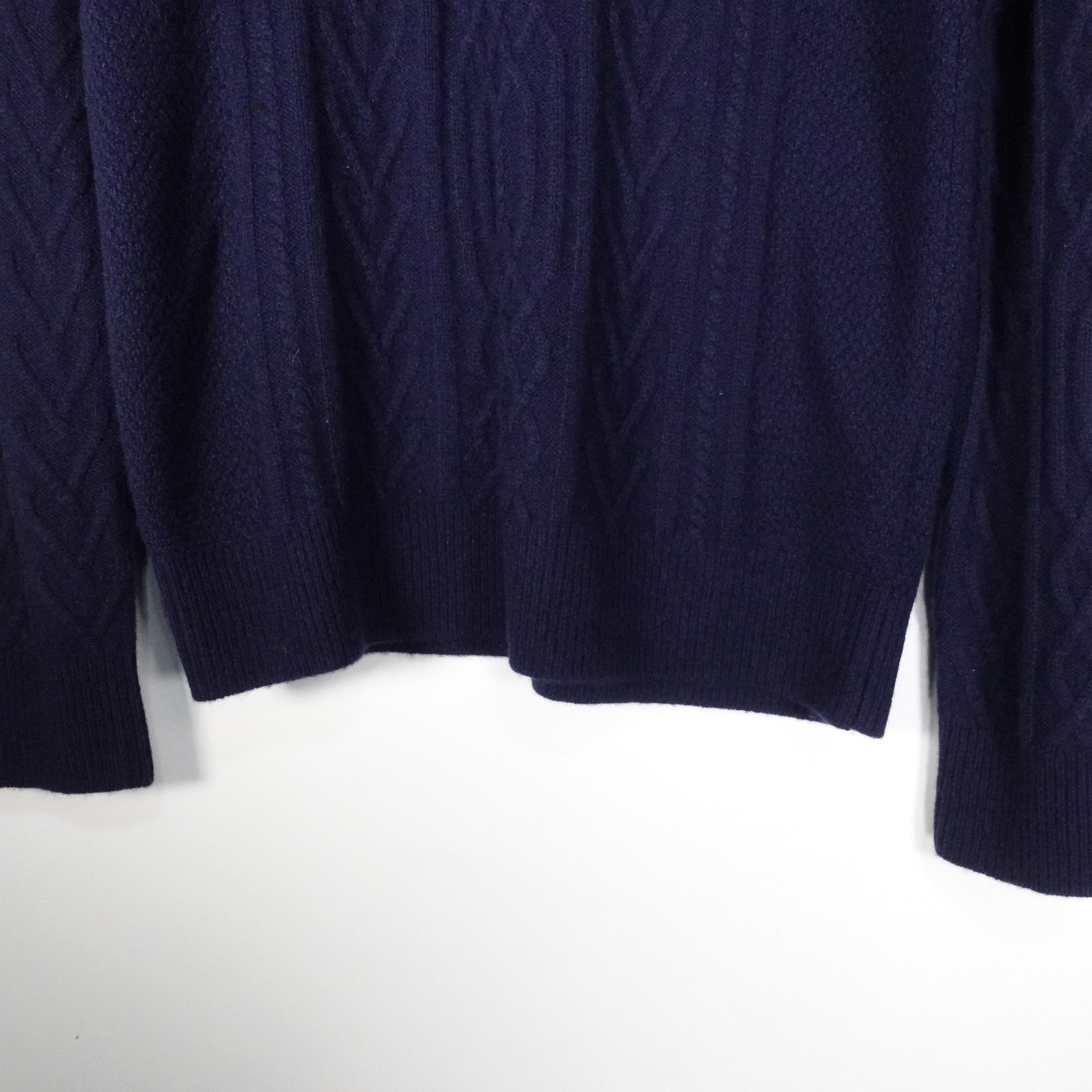 New Quince Men’s Classic Cable Cashmere Crewneck Sweater True Navy Pullover M