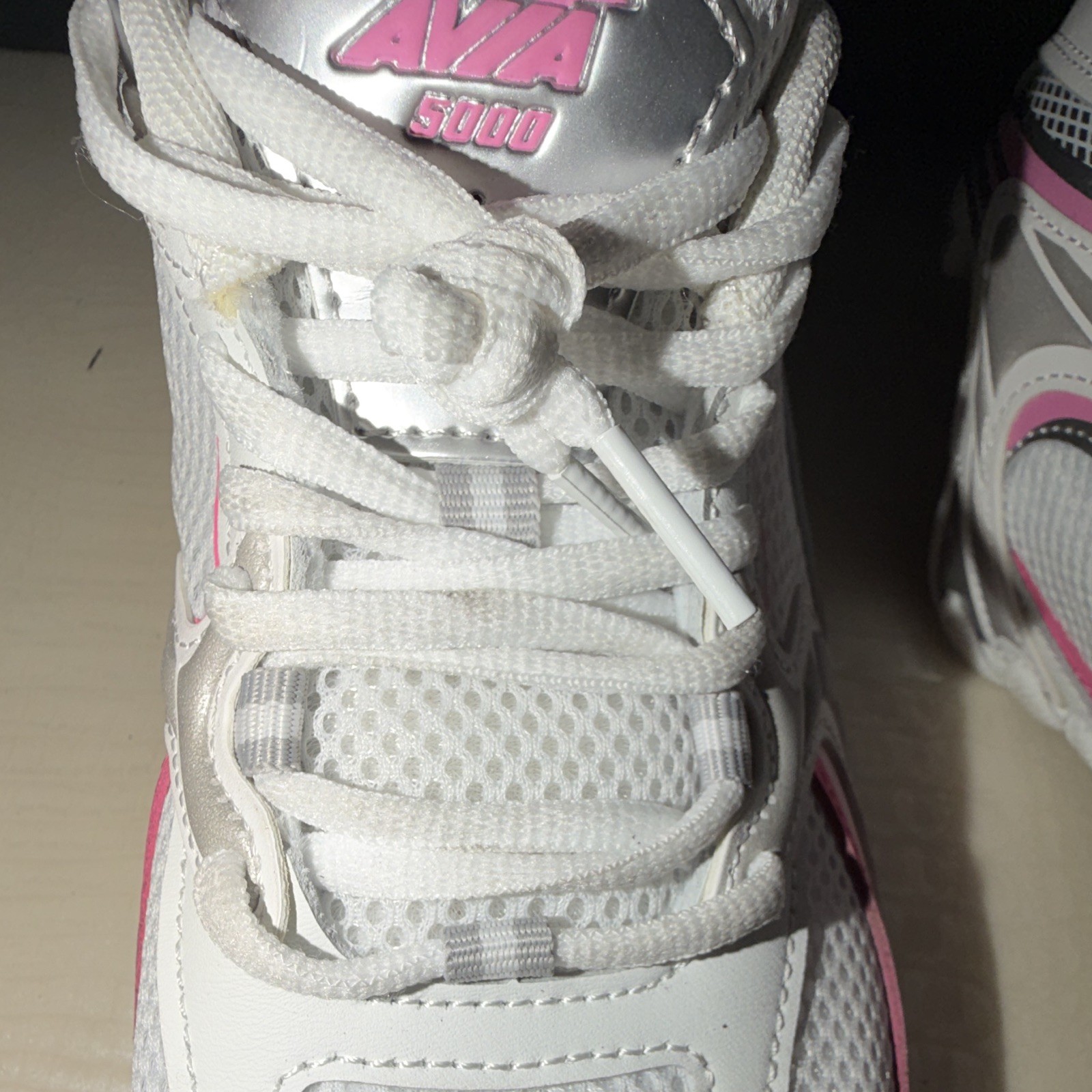 Avia 5000 WMAV43GX002EL White Pink Silver Lace Up Mesh Women’s Sneaker