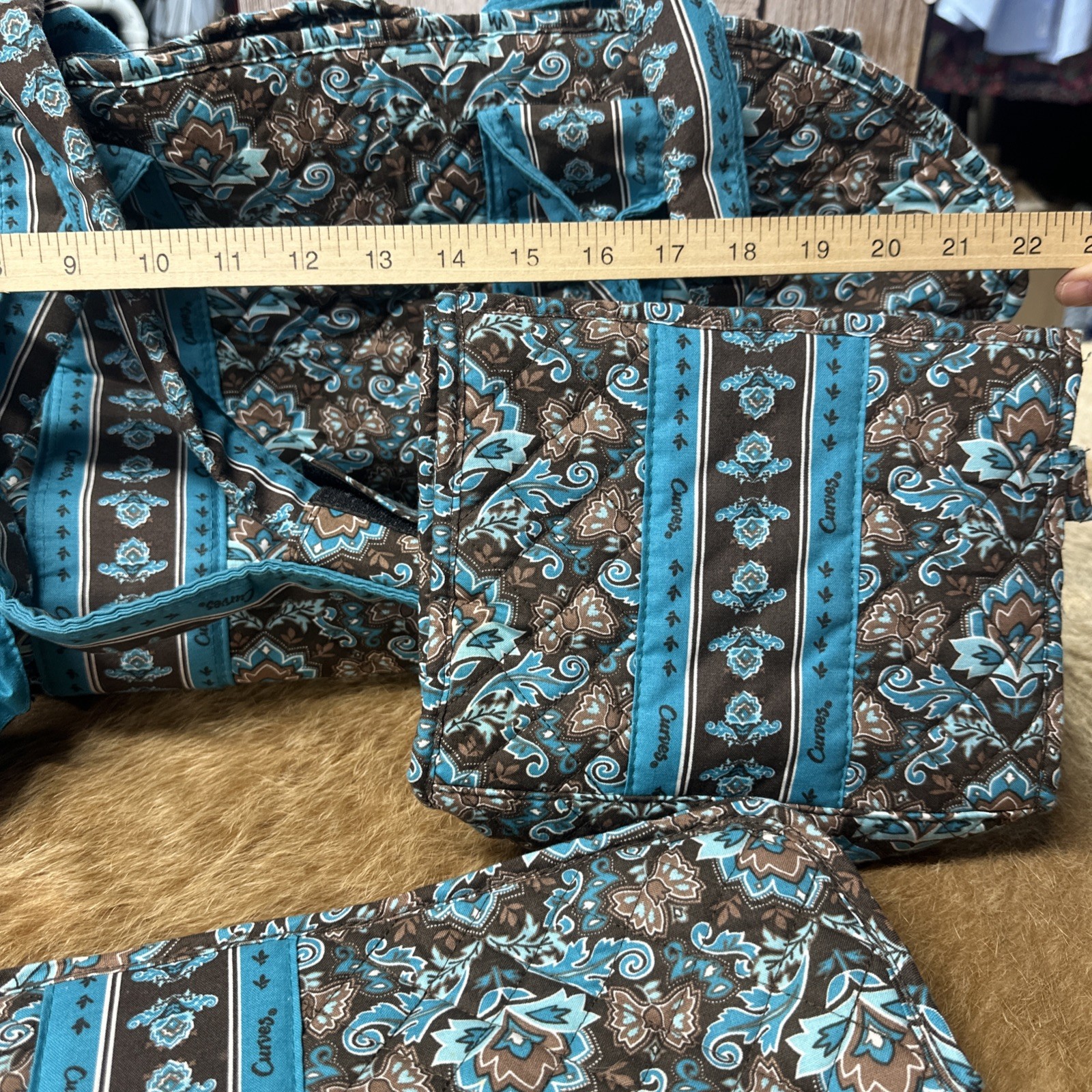 Vera Bradley Curves Duffle Bag Set Retired Pattern Tote Travel Bags Lot
