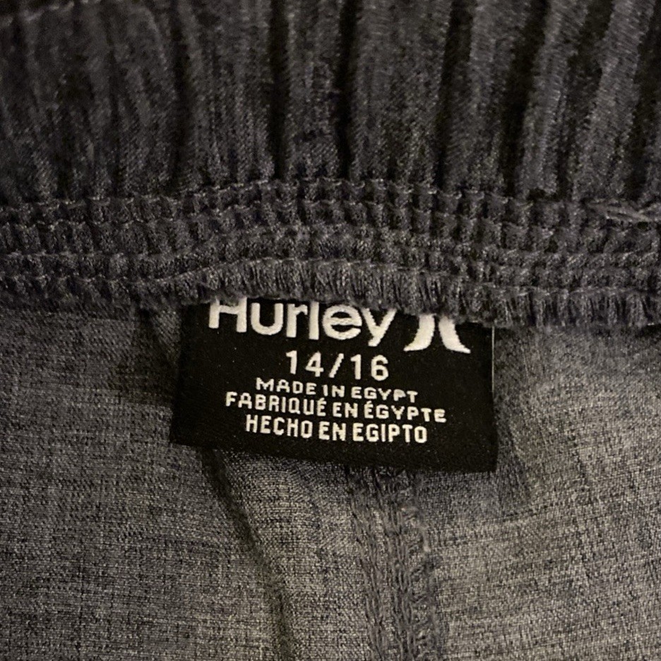 Hurley Boys Hybrid Quick Dry Gray W Black Drawstring Shorts W Pockets EUC