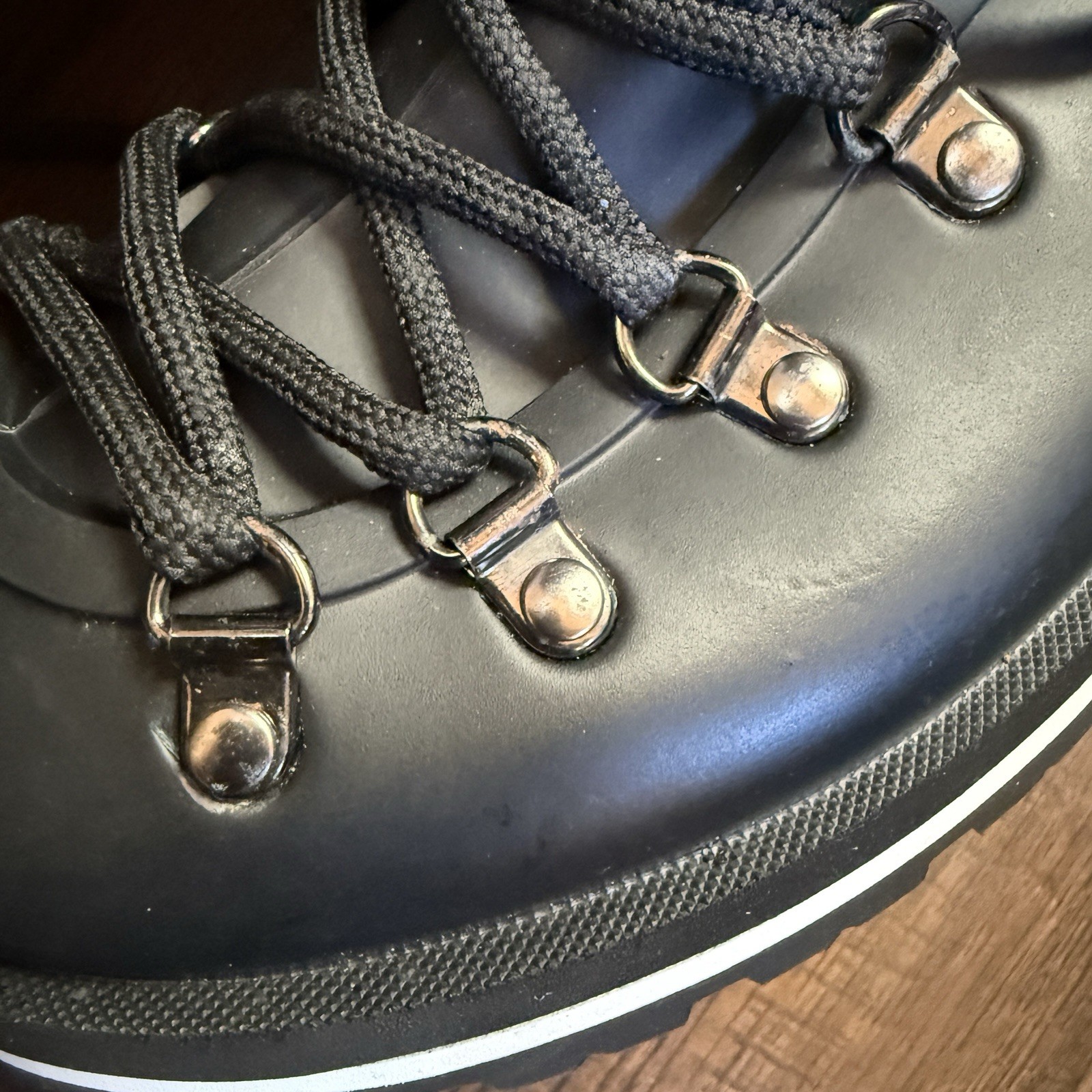 Moncler Inaya Scarpa Rain Rubber Hiking Lace Up Removable Insole Size EU39 W8