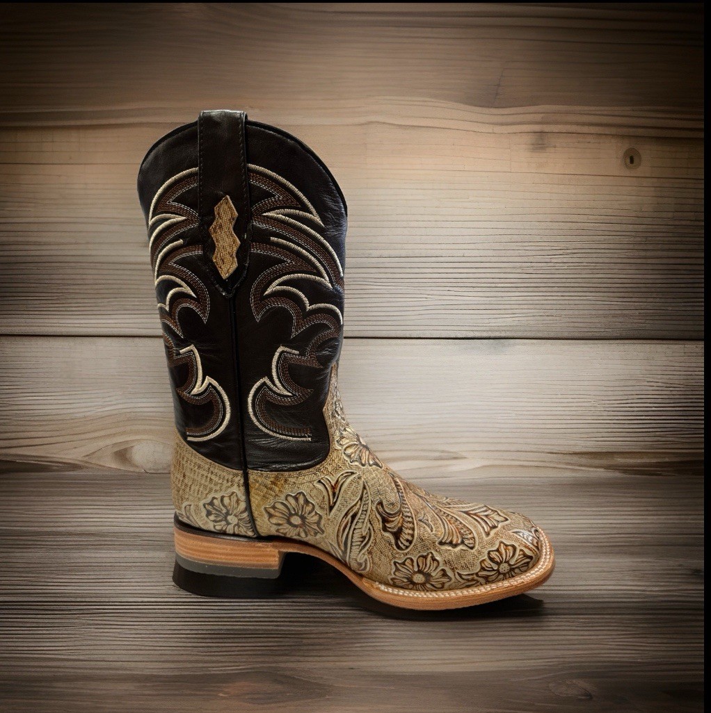 Men’s Genuine Leather Western Cowboy Boots – Square Toe -08257
