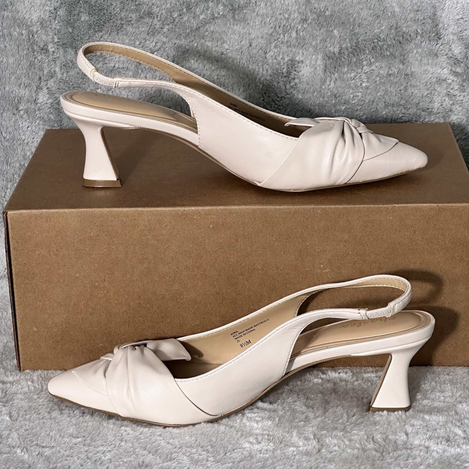 Charles by Charles David 8.5M Avril Twist Slingback Pumps Ecru Cream Pointed Toe