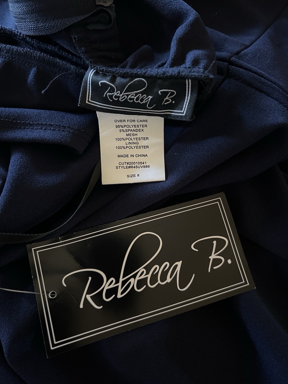 New Rebecca B. Navy Off Shoulder Sweetheart Neckline Midi Dress 8
