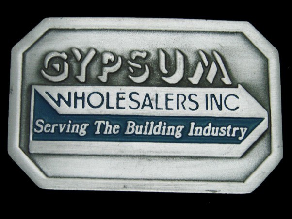 TB13108 *NOS* VINTAGE 1970s **GYPSUM WHOLESALERS INC** ADVERTISEMENT BELT BUCKLE