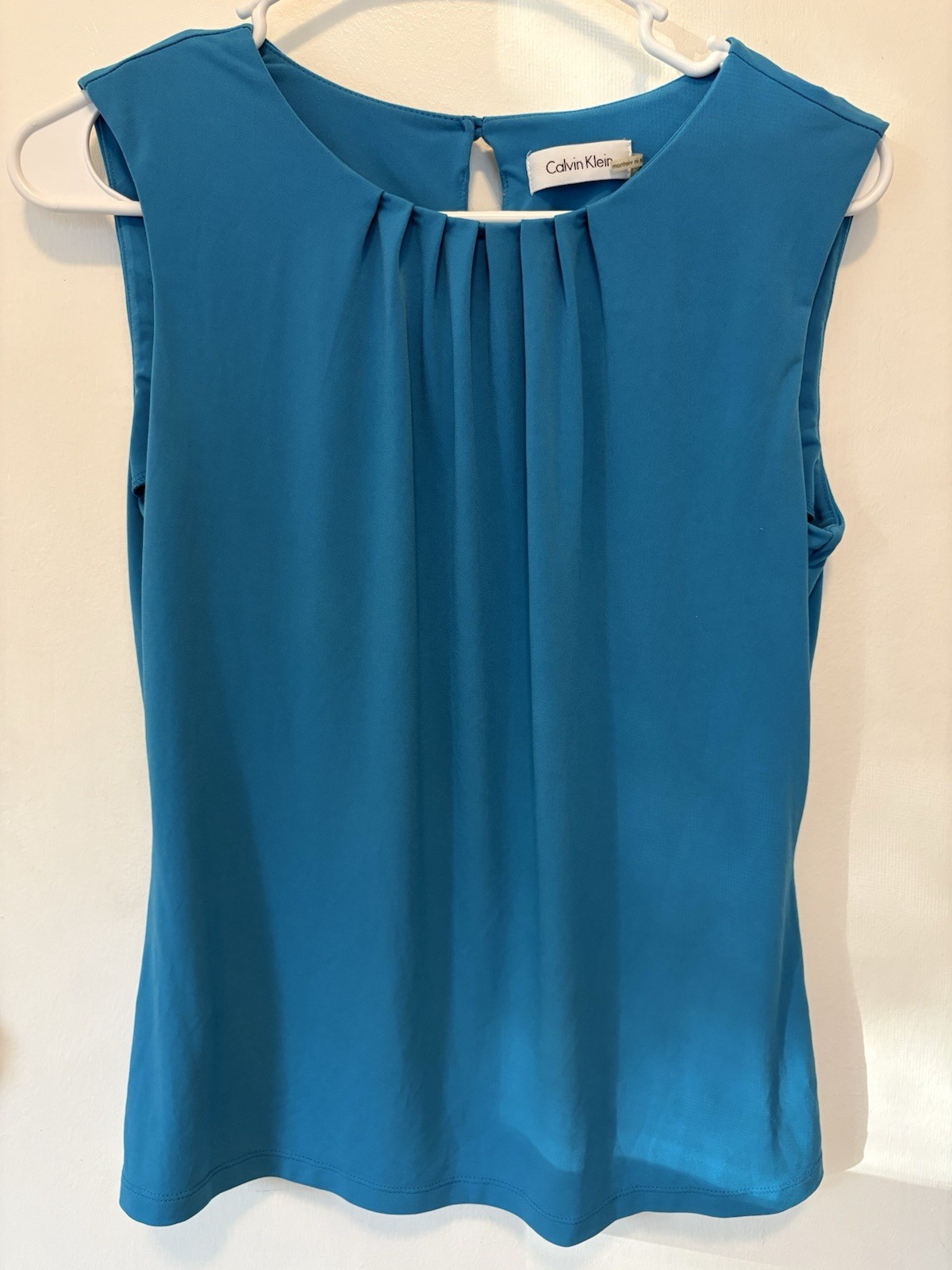 Calvin Klein Blouse Women’s Summer Sleeveless Teagan Tunic Blue Small P