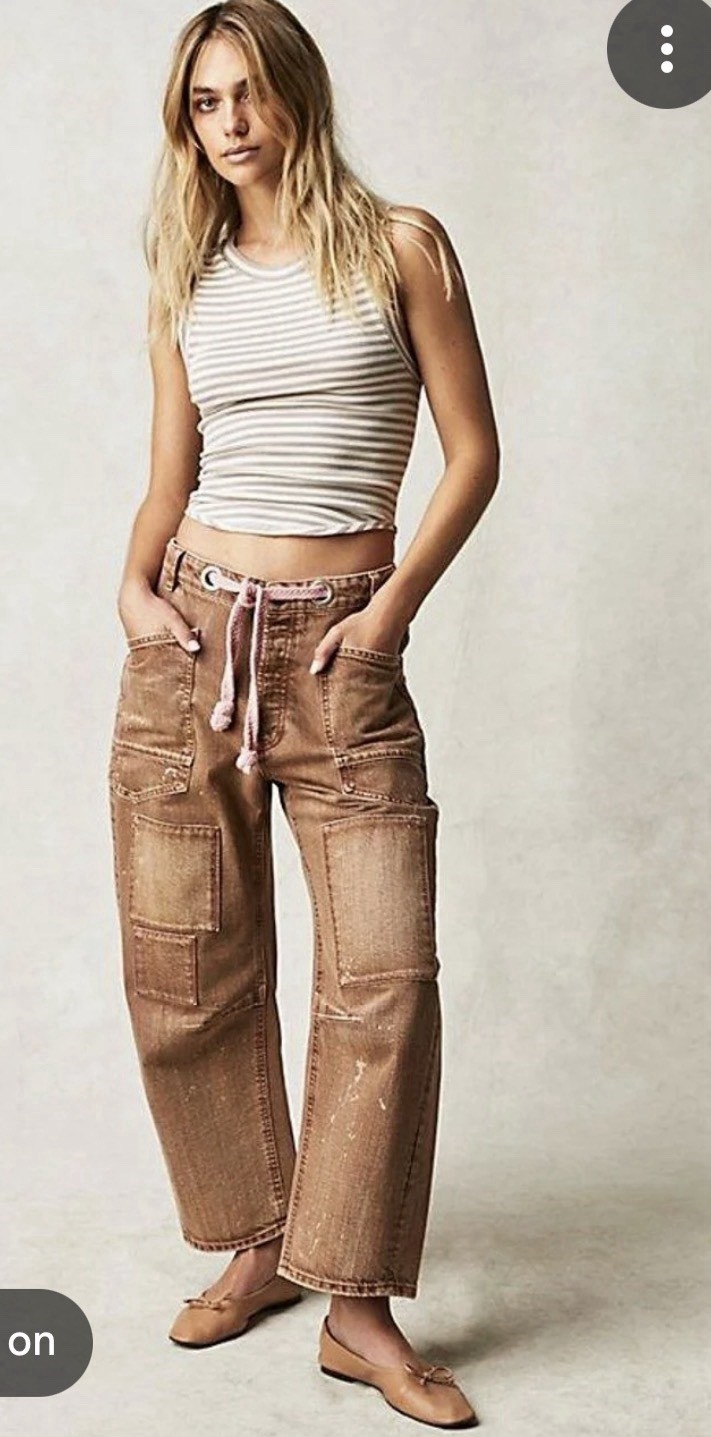Free people moxie barrel jeans sold Out Color melted Chocolate Sz 28 EUC