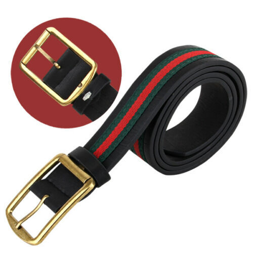 Men’s Leather Belts Designer Classy Dressy Fashion Gold Buckle M L XL