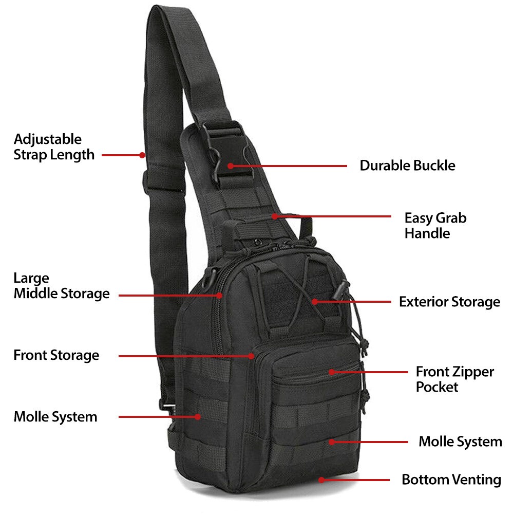 Mens Backpack Tactical Sling Shoulder Bag Molle Travel Chest Pack Outdoor Hiking