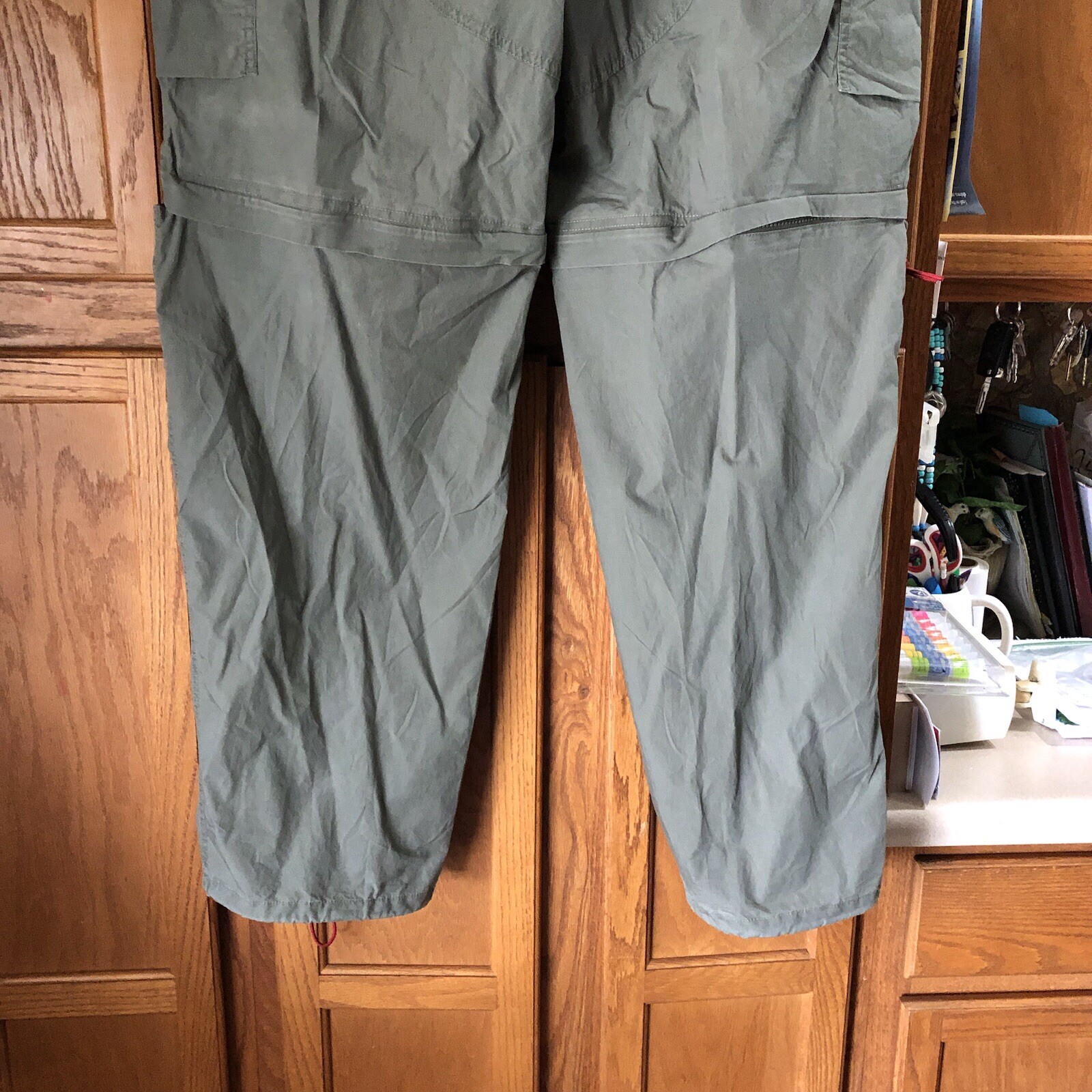 Vintage Structure Men’s Wide-Leg Parachute Pants 100% Cotton Olive Green XL