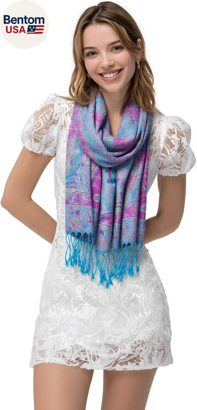 Pashmina Feel Shawls Wraps Rave Scarf for Women Soft Silky Reversible Men Scarve