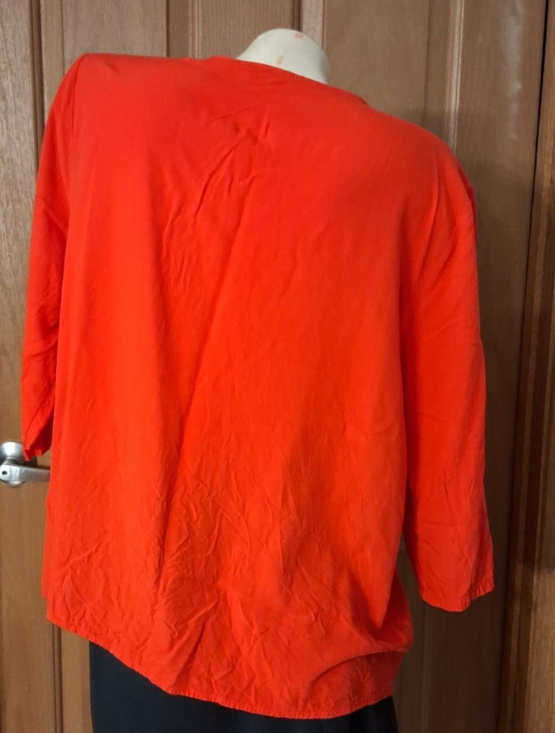 Unbranded Red Blouse V-Neck Bracelet Sleeves Embroidery Misses XL