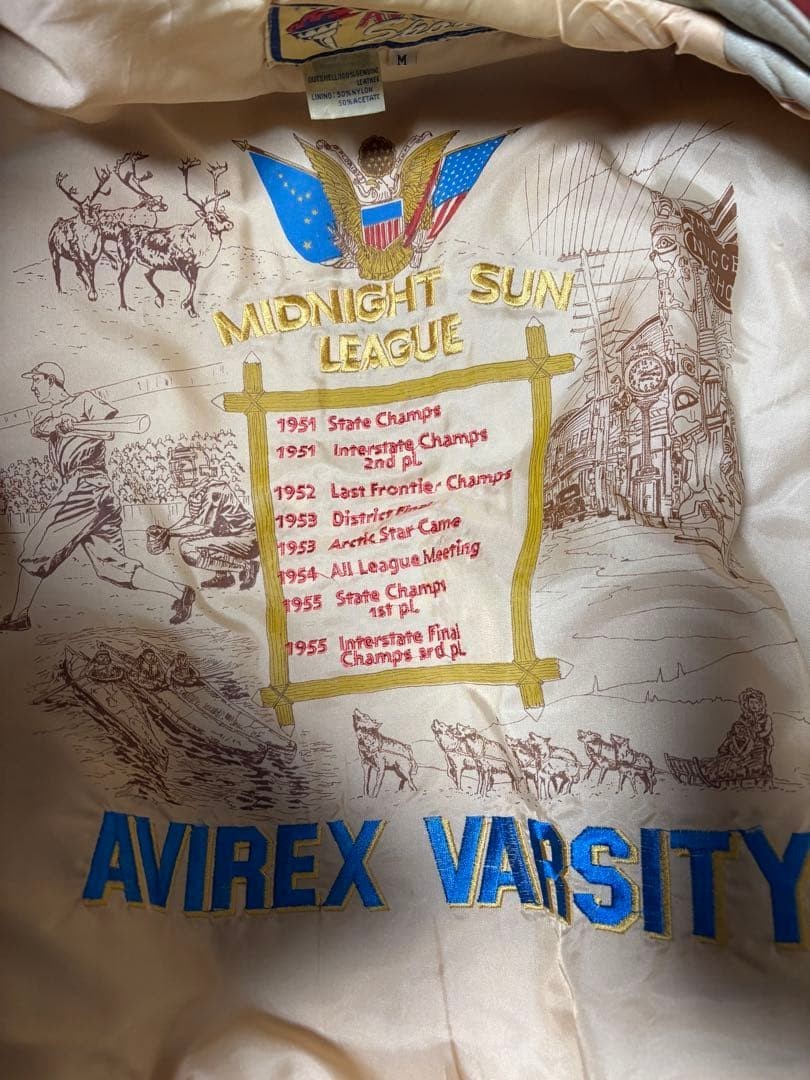 Vintage Avirex Stadium Jacket Red Leather Midnight League 1953 Size M