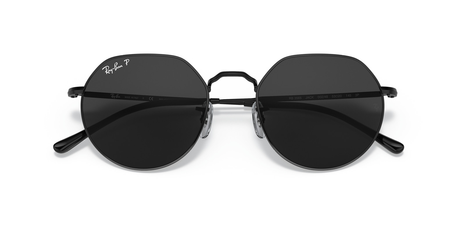 Ray-Ban Jack Polished Black/Black Polarized 53 mm Sunglasses RB3565 002/48 53-20
