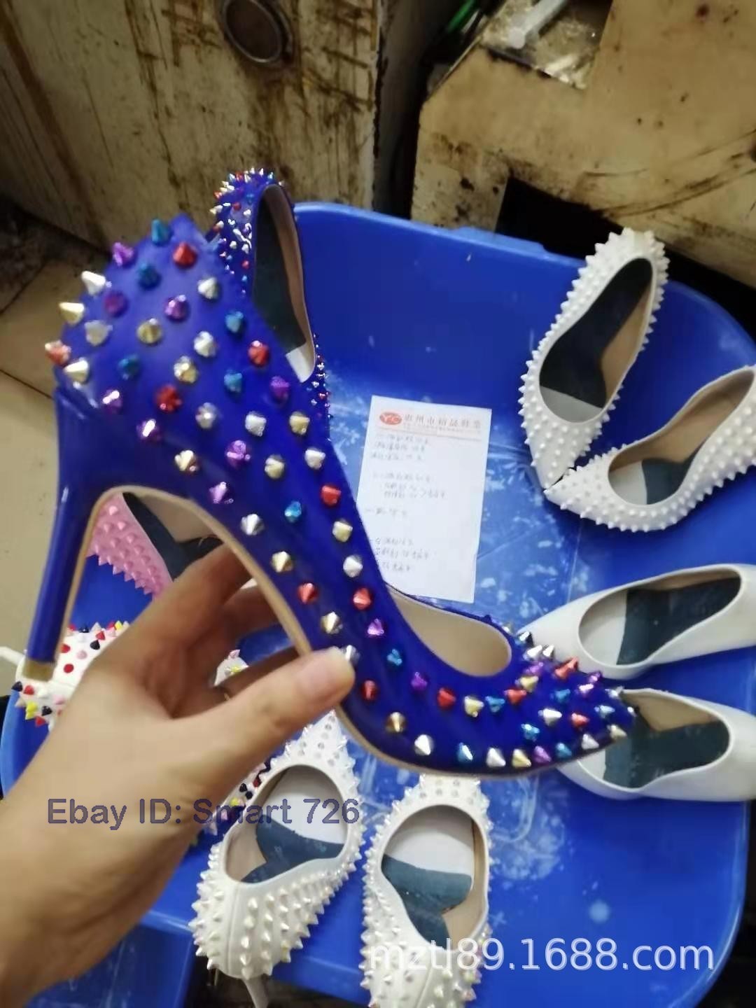 12cm High Stiletto Heel Rivets Womens Pointed Toe Patent Leather Pumps Runway Sz